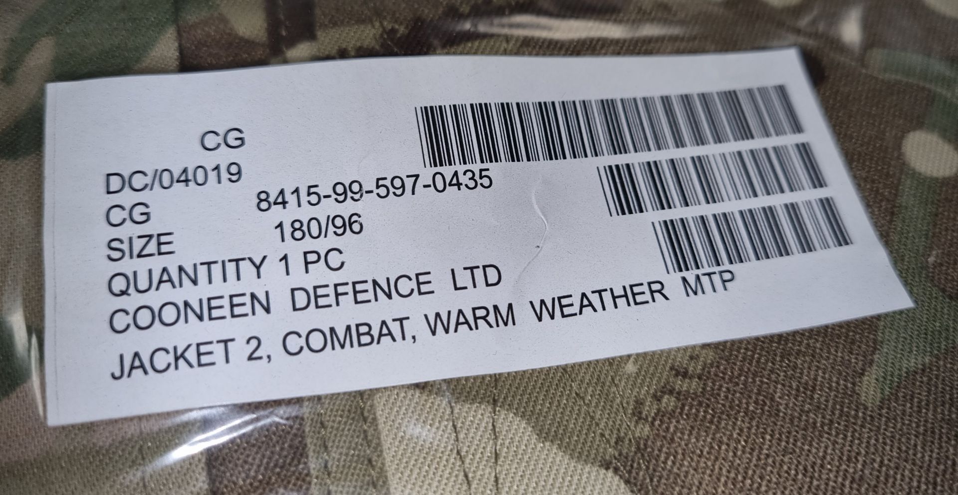 9x British Army MTP combat jacket 2 warm weather MTP - size 180/96 - Image 2 of 3