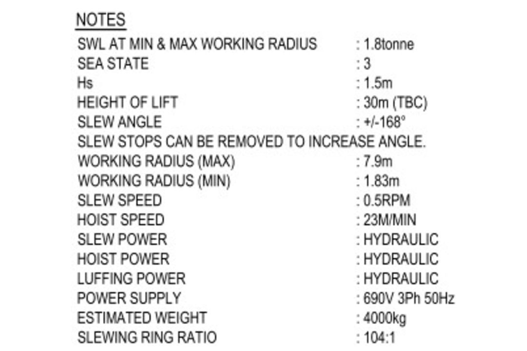 Davit crane assembly SWL 1.8T with hydraulic power pack and control panel - Image 9 of 21