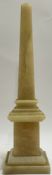 A large Italian carved alabaster obelisk on square base (h- 47cm)