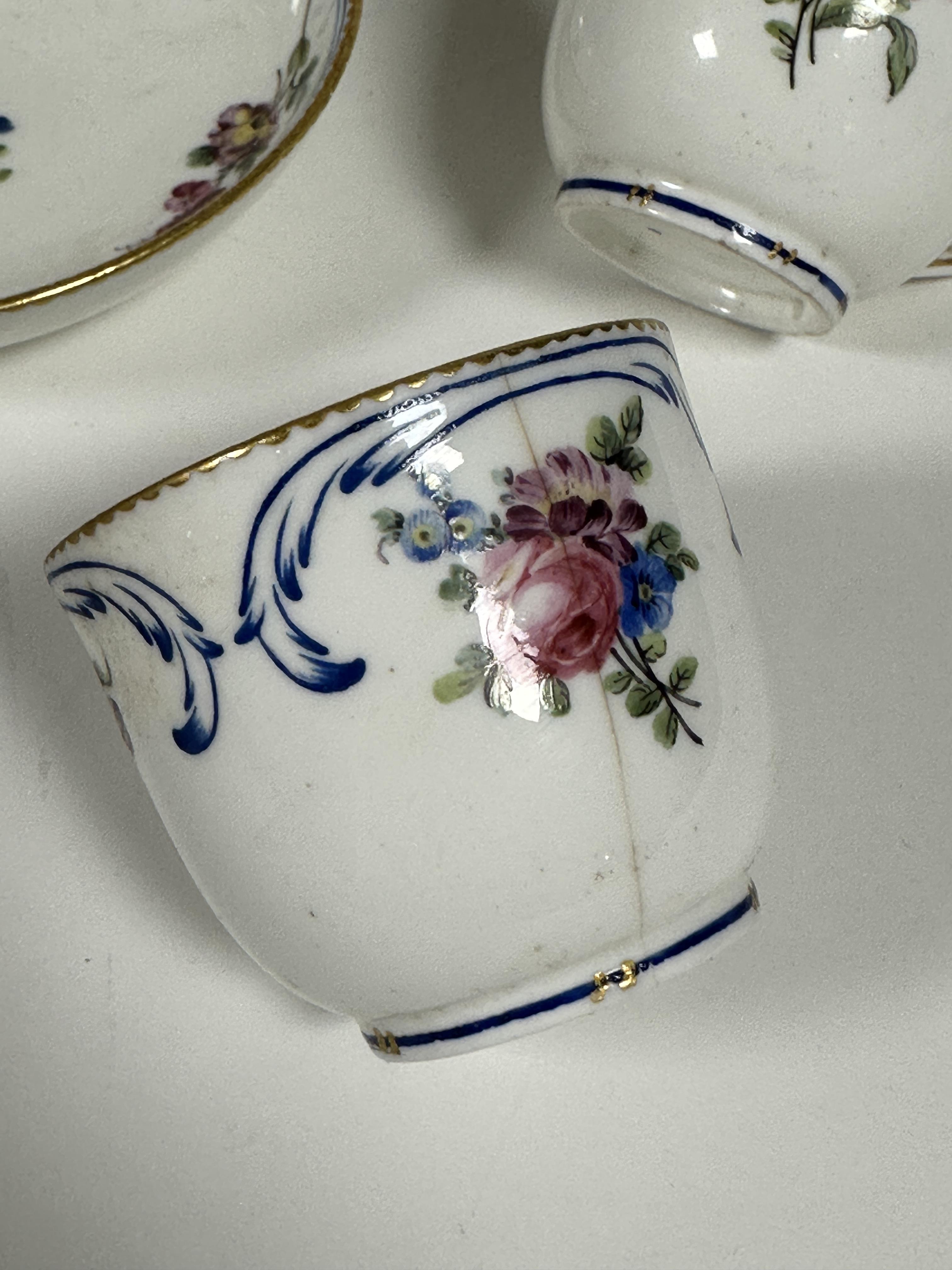 Property of the late Countess Haig, a late 19thc Sevres style set of four porcelain tea cups and - Image 2 of 5
