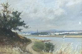 Signed indistinctly, Loch of Forfar, watercolour, signed bottom left in a wooden frame. (17.