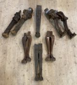 A group of furniture cabriole supports, comprising a set of four George III acanthus carved oak