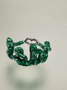 A Solange Azagury- Partridge silver green enamel Sister ring shows no signs of chips or damage K/L