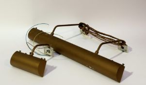 A pair of Allom Lighting, brass finish wall picture lights. (largest l -57cm smaller l- 16cm) (2)