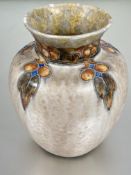 A Cranston Pearl Pottery baluster vase circa 1928 with tube lined berry and leaf design to neck in