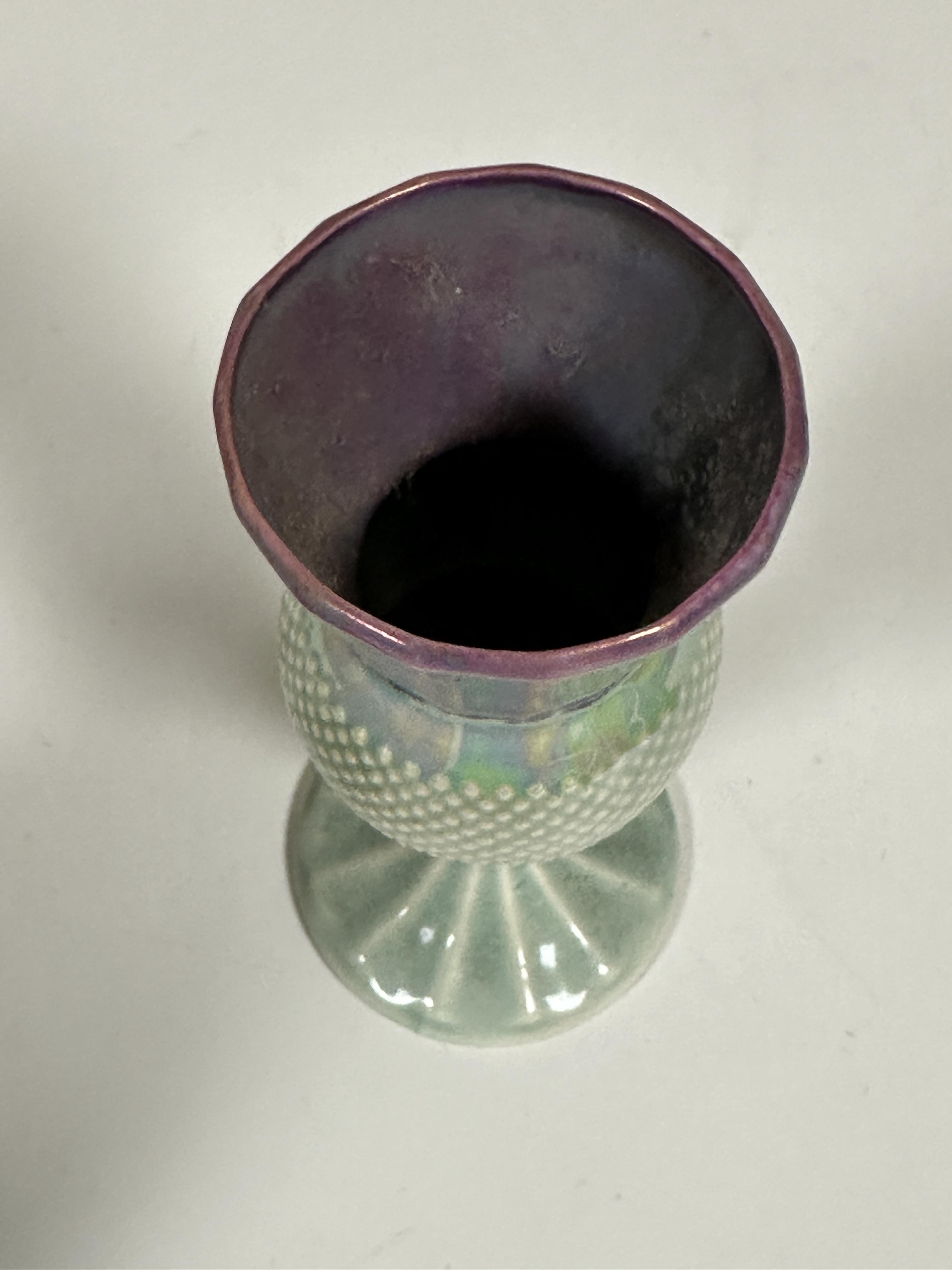 A Austrian Amphora pottery twin handled impress vase of tapered form with enamel parrot,  flowers - Image 4 of 4