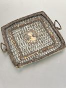 Property of the late Countess Haig, a French dressing table jewellery tray with central printed