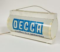 A 1970s Decca double sided white plastic advertising shop sign  - radio - tv - stereo  with original