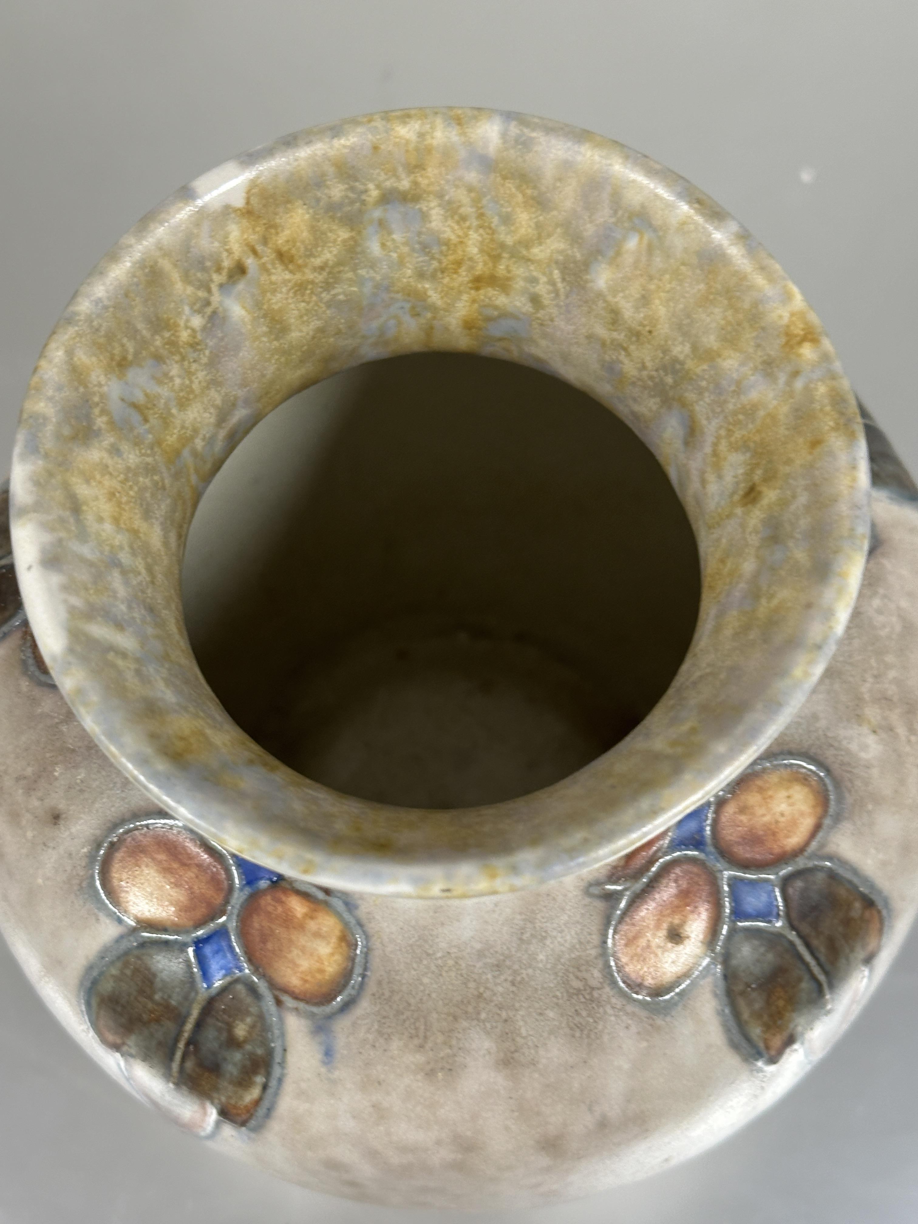 A Cranston Pearl Pottery baluster vase circa 1928 with tube lined berry and leaf design to neck in - Image 2 of 2