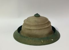 A 20thc domed searchlight with a metal cast light fitting with two ringed glass centre. (w-37cm h-