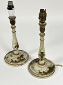 Property of the late Countess Haig, a pair of 1920s chinoiserie green painted baluster candle