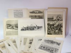 A collection of illustrations/articles cut outs on mounted paper , some loose from the Illustrated