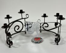 A 1937 George VI chrome plated state trumpeter  standing figure table figure on circular cream and