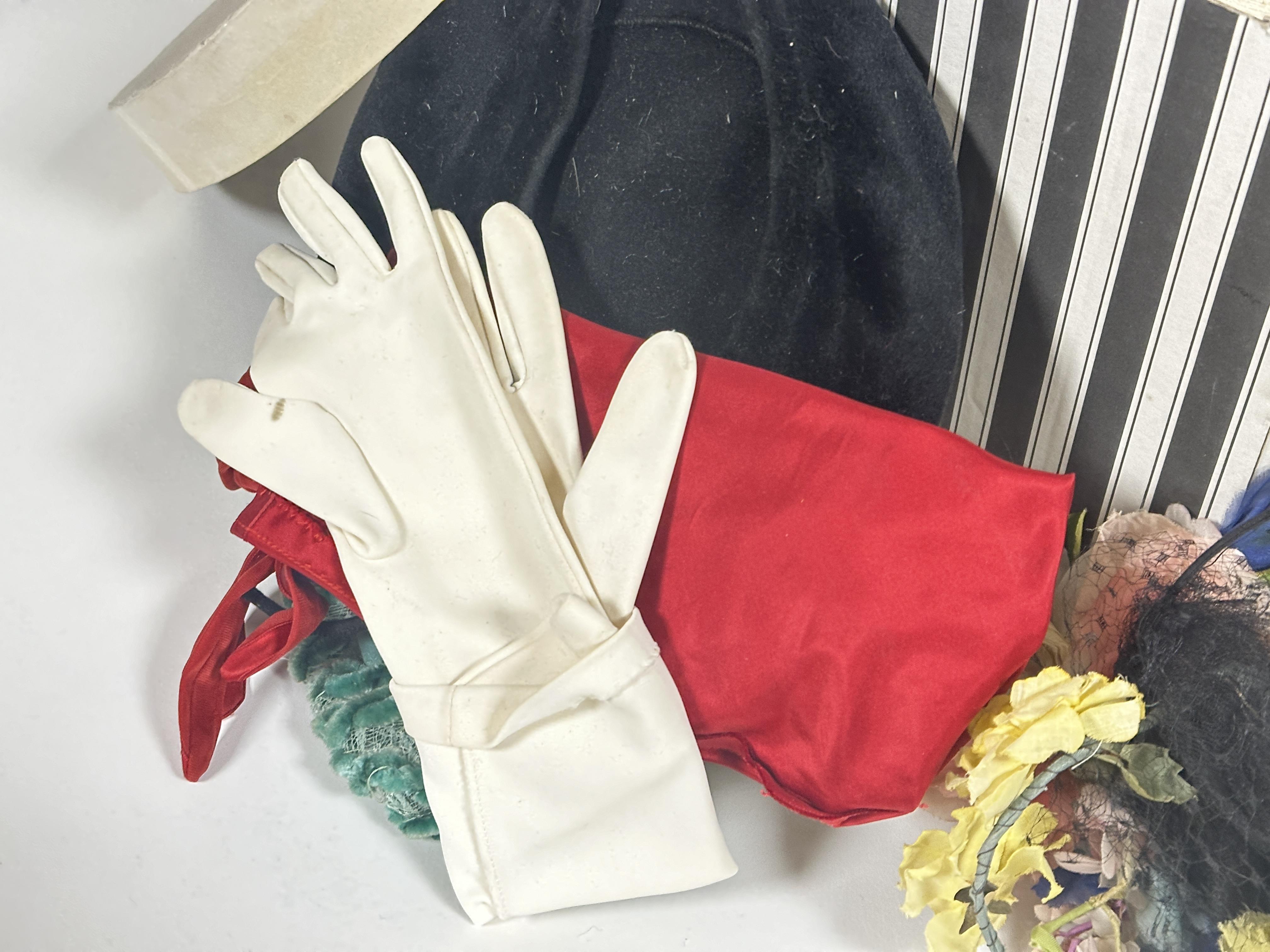 Property of the late Countess Haig a collection of vintage accessories, gloves, two silk scarves, - Image 3 of 5
