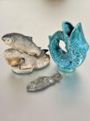 Property of the late Countess Haig, a Border Fine Arts cast resin leaping salmon figure signed