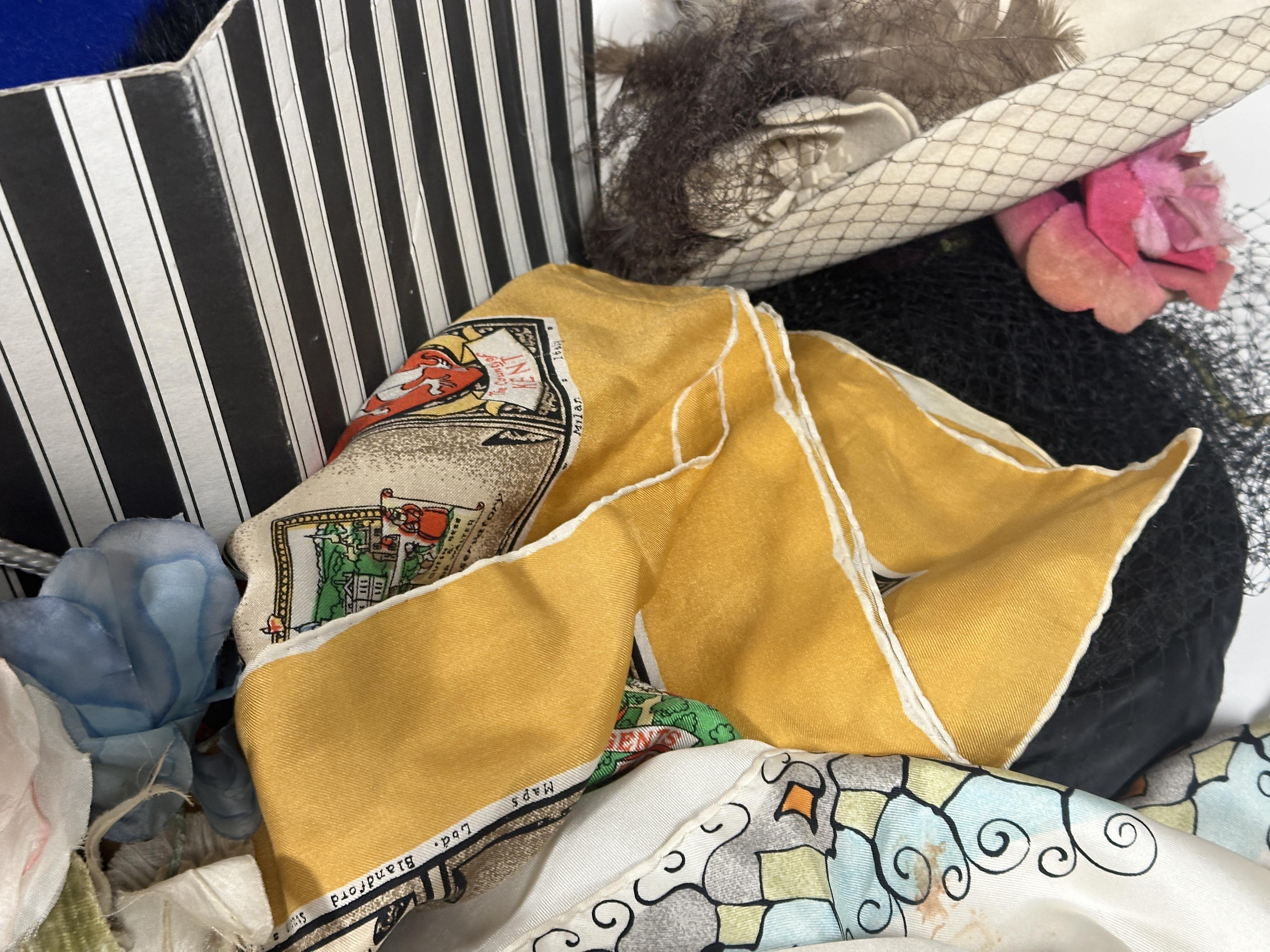 Property of the late Countess Haig a collection of vintage accessories, gloves, two silk scarves, - Image 5 of 5
