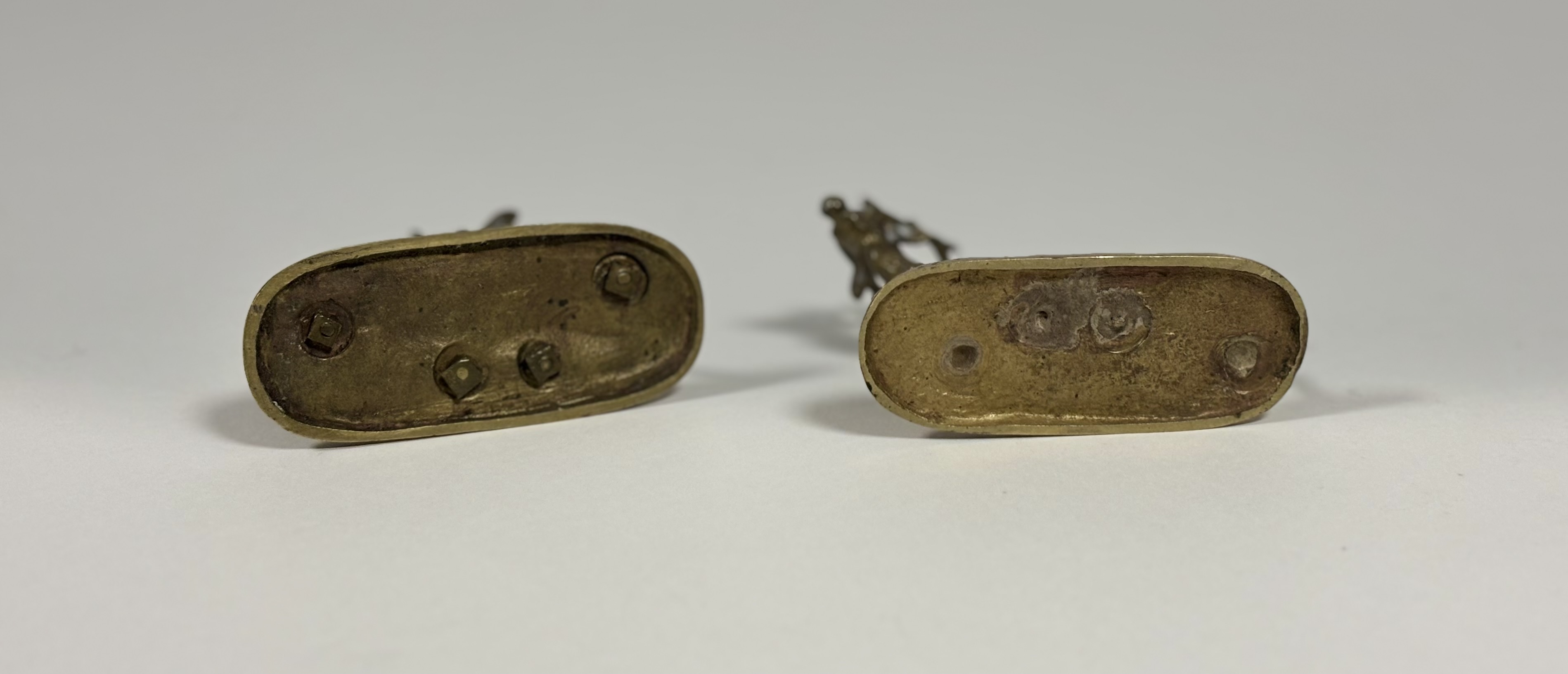 After Pierre-Jules Mene (French 1810-79), a pair of miniature or desk bronze models of stags, Cerf - Image 2 of 2