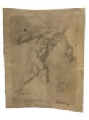 Manner of Michaelangelo Merisi de Caravaggio (1571-1610), pencil, figure study, 23 x 17cm, with insc