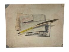 Regency Trompe l'oeil watercolour, 17 x 23cm