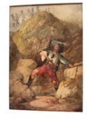 Daniel Maclise (1806-1870) watercolour - Tbe rebel, signed and indistinctly dated, 37 x 27cm, mounte