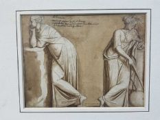 English School, 19th century, watercolour - Polimia, muse of memory or silence, especially presiding