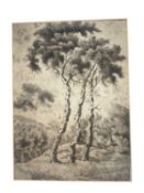 Attributed to Francis Towne (1739-1816), pen and ink and monochrome wash, landscape, 28 x 20cm, sign