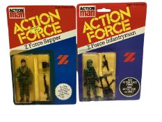 Palitoy Action Man Action Force Z Force Sapper & Infantryman, on card with blister pack (2)