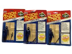 Palitoy Action Man Action Force Cobra Officer, Cobra (x2) & Red Shadow (x3), on card with blister pa
