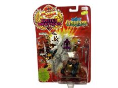 Bluebird (c1994) Mighty Max Battle Warriors - Defeats the Conqueror, on card with comic strip on res