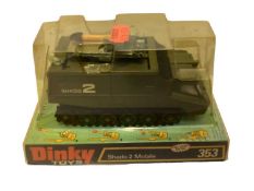 Dinky (1971-1980) diecast Gerry Anderson TV Series UFO Shado 2 Mobile, on blue & black plinth with b