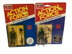 Palitoy Action Man Action Force Z Force Sapper & Infantryman, on card with blister pack (2)