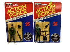 Palitoy Action Man Action Force Z Force Sapper & Infantryman, on card with blister pack (2)