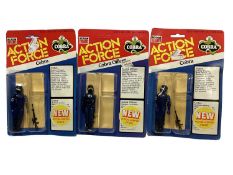 Palitoy Action Man Action Force Cobra Officer, Cobra (x2) & Red Shadow (x3), on card with blister pa