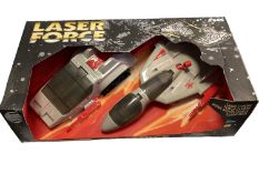 American Plastic Toys Inc Vintage Laser Force Space Plane & Land Craft, in cut out card box No.945 (