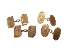 Pair of Art Deco 9ct rose gold cufflinks and a pair of Edwardian 9ct rose gold cufflinks