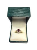 18ct gold ruby and diamond cluster ring