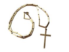 18ct gold cross pendant on an 18ct gold bar link chain