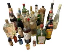 Twenty-three bottles, assorted liquors, Kirsch, Kahlua, Metaxa and other vintage bottles and miniatu