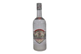 One bottle, Burnett's White Satin Gin, 70% proof