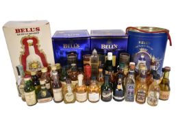 Forty-seven bottles, to include thirty three Whisky miniatures and four Bells Whisky decanters with