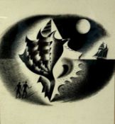 Maureen Alderman, 20th century, conte drawing - Alpha and Omega, signed, label verso for 'Young Cont