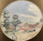 Circle of Thomas Churchyard, 19th century watercolour - The Hay Stack, tondo 20cm, in glazed gilt fr
