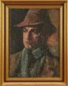Alfred Aaron Wolmark (1877-1961) oil on panel - Portrait of a Gentleman wearing a trilby
