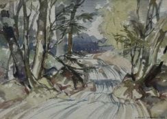 Albert Ribbans (1903-1966) watercolour - Landscape, signed and dated 1963, 24cm x 32cm, in glazed fr