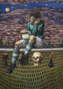 Allan Salisbury 'SOLS' (b.1949) oil on panel - 'The Art of Goalkeeping, Melancholicus', signed with