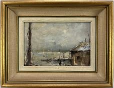 Peter Gilman (1928-1984) oil on board - Harbour View, probably Walberswick, signed and dated '71, fr