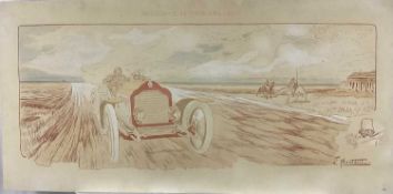 Ernest Montaut (1878-1909) coloured print heightened with white - 'Moscou - St Petersbourg - 1907',