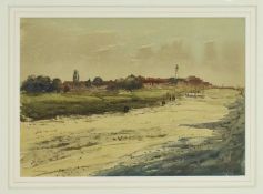 *Arthur Edward Davies (1893-1989) ink and watercolour - Southwold, inscribed, 26cm x 37.5cm, in glaz