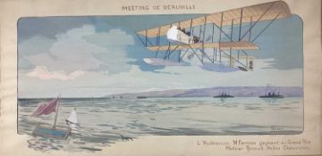 Marguerite Gamy (1883-1936) hand coloured lithograph - 'Meeting De Deauville', published 1913, 44cm