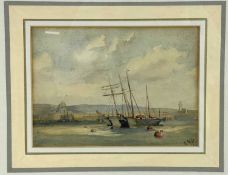Late 19th century watercolour - Harbour Calm, signed KMP, possibly K M Pidcock, 19cm x 27cm, in glaz